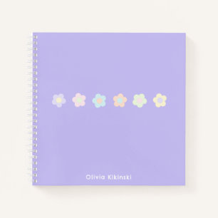 Cute Purple Pastel Flowers Name Notebook