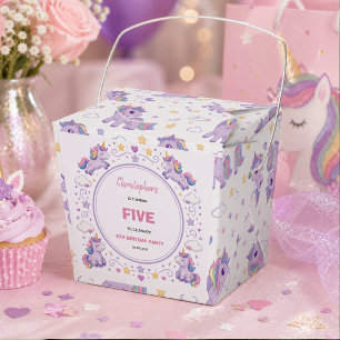 Cute Purple Pastel Magic Unicorn 5th Birthday Favour Box