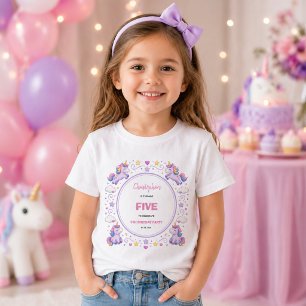 Cute Purple Pastel Magic Unicorn 5th Birthday T-Shirt