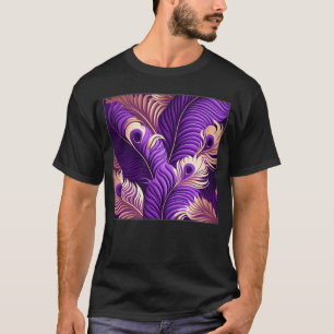 Cute Purple Peacock Feathers Illustration Birds Wo T-Shirt