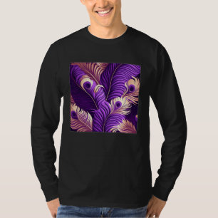 Cute Purple Peacock Feathers Illustration Birds Wo T-Shirt