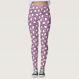 Cute purple penguin pattern leggings