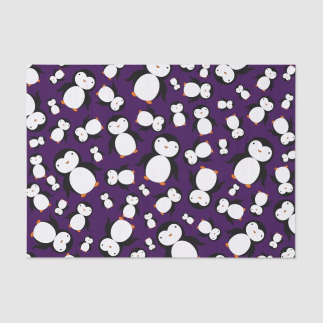 Cute purple penguin pattern tissue paper (Front)
