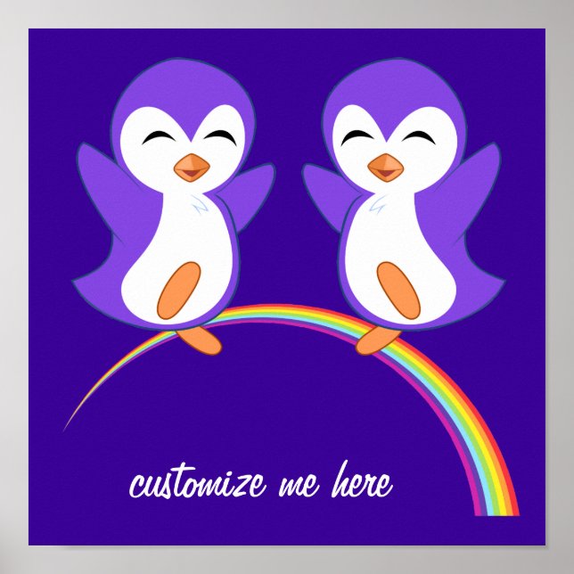 Cute Purple Penguin Poster (Front)