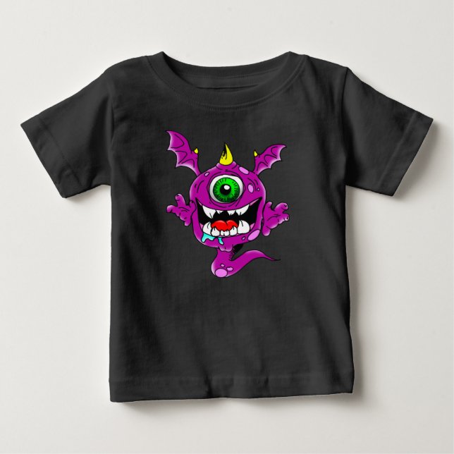 Cute Purple People Eater Monster Baby T-Shirt (Front)