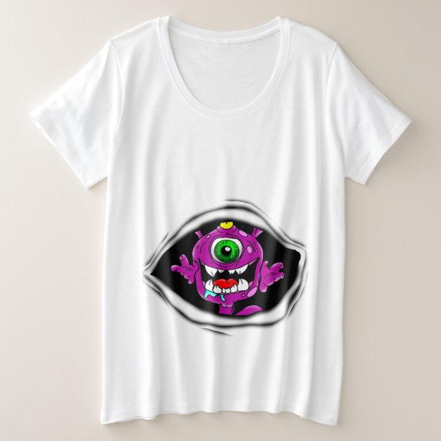Cute Purple People Eater Monster Baby T-Shirt Plus Size T-Shirt (Design Front)