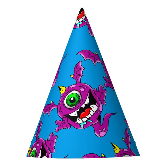 Cute Purple People Eater Monster Party Hat (Front)