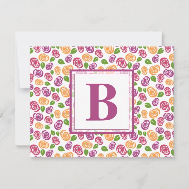 Cute Purple Personalised Monogrammed Name Initial Card (Front)