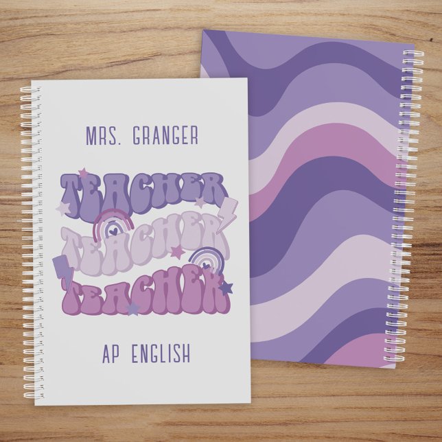 Cute Purple Personalised Retro Teacher Planner (Creator Uploaded)