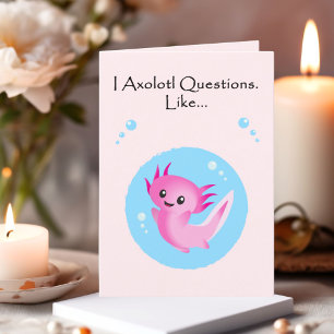 Cute Purple Pink Axolotl Questions Valentine Holiday Card