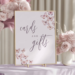 Cute Purple & Pink Butterfly Cards and Gifts Sign