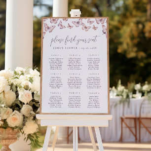 Cute Purple & Pink Butterfly Seating Chart Poster