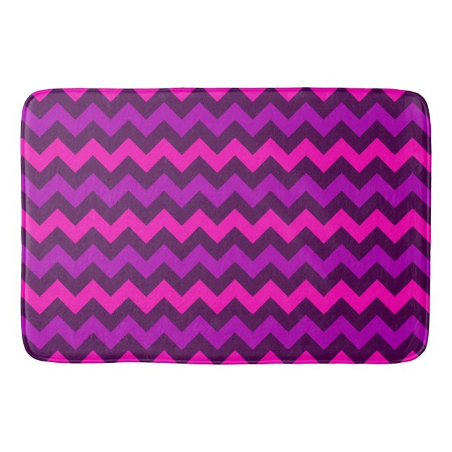 Cute Purple Pink Chevrons Large Bath Mat (Front)