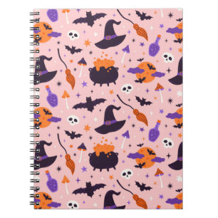 Cute Purple & Pink Halloween Pattern Notebook