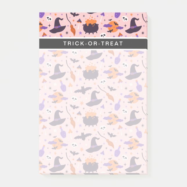 Cute Purple & Pink Halloween Pattern Post-it Notes (Front)