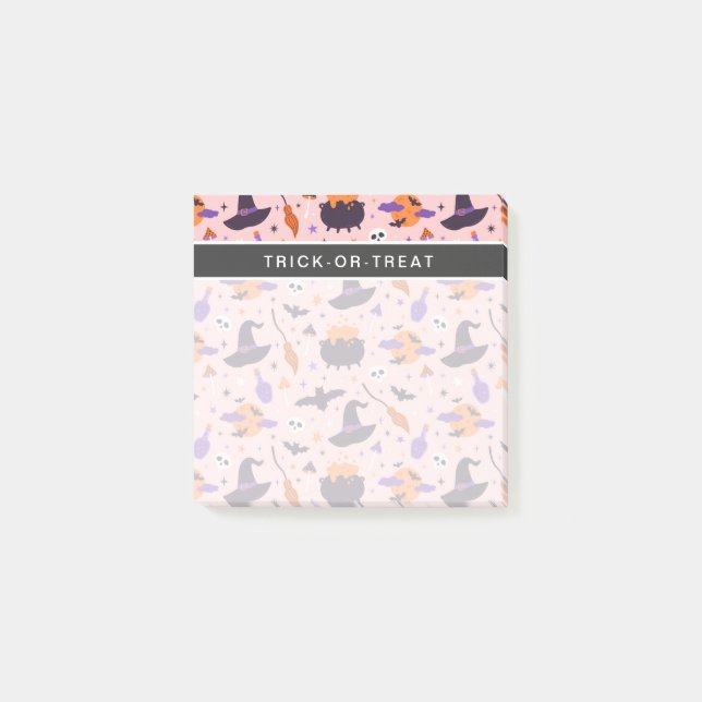 Cute Purple & Pink Halloween Pattern Post-it Notes (Front)