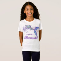 Cute Purple Pink Modern Glitter Mermaid Birthday