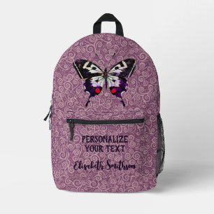  Cute Purple Pink Vintage Butterfly Add Your Name  Printed Backpack
