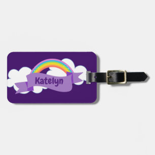 Cute Purple Rainbow Monogram Girly Luggage Tag