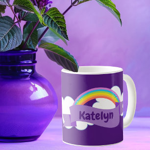 Cute Purple Rainbow Pretty Personalised Coffee Mug