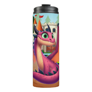 Cute purple/red cartoon dragon thermal tumbler