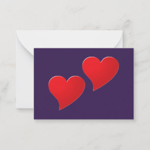 Cute purple red hearts couple minimalist modern card