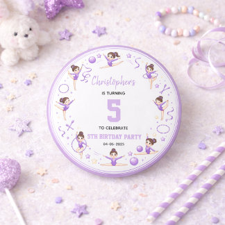 Cute Purple Rhythmic Gymnastics Sporty Theme 3 Cm Round Badge