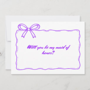 Cute Purple Ribbon Bow Maid of Honor Proposal Invitation