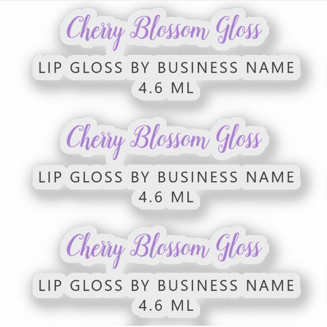 Cute Purple Script Clean Lip Gloss Makeup (Front)