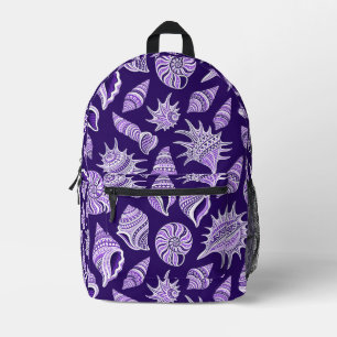 Cute Purple Sea Shells Beach Ocea light Printed Backpack
