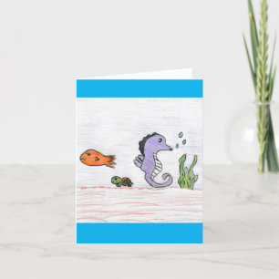 Cute Purple Seahorse  Thank You Card