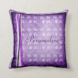 Cute Purple Skulls Personalised Throw Pillow