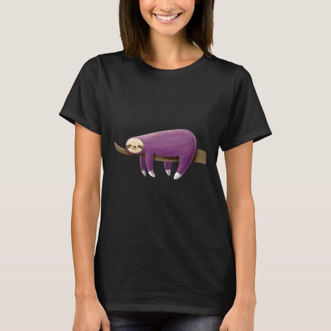 Cute Purple Sloth T-Shirt (Front)