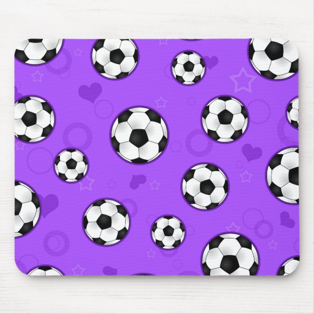 Cute Purple Soccer Star Print Mouse Pad (Front)