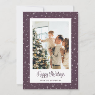 Cute Purple Starry Photo Happy Holidays Cards