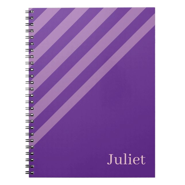 Cute Purple Stripe Spiral Notebook  (Front)