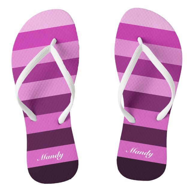 Cute Purple Stripes Pattern Name Jandals (Footbed)