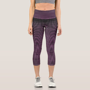 Cute Purple  Stripped High Waisted Capri Legging