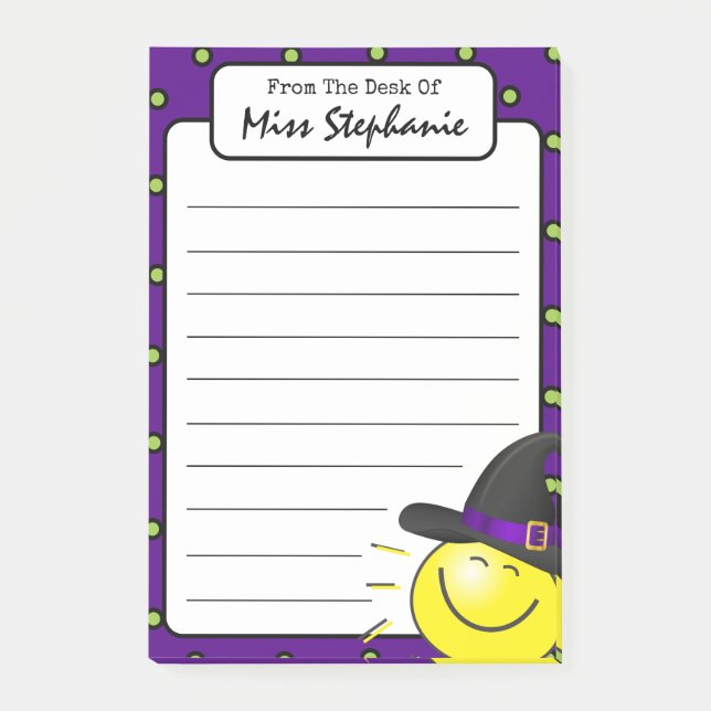 Cute Purple Sunshine Witch Halloween Teacher  Post-it Notes (Front)