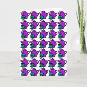 Cute Purple Tea Pot Greeting Card