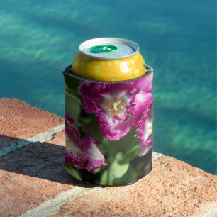 Cute purple tulips in the garden can cooler