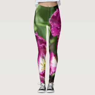Cute purple  tulips  in the garden  leggings