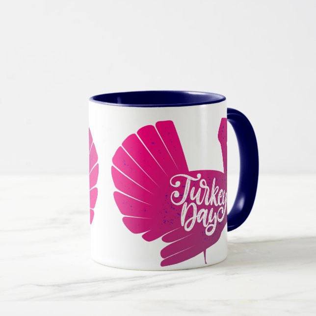 Cute Purple Turkey Shape with Text Typography  Mug (Front Right)