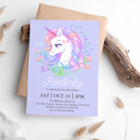 Cute Purple Unicorn All Ages Kids Birthday 