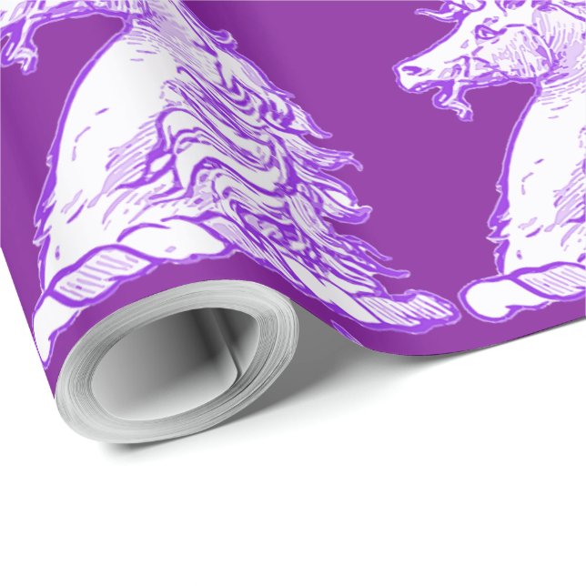 Cute Purple Unicorn Pattern Wrapping Paper (Roll Corner)