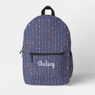 Cute Purple Vertical Stripes Monogram Name Printed Backpack
