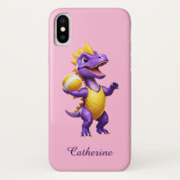 Cute purple volleyball dinosaur