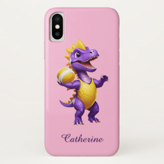 Cute purple volleyball dinosaur Case-Mate iPhone case