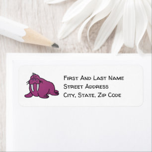 Cute Purple Walrus Cartoon, Friendly Ocean Nature