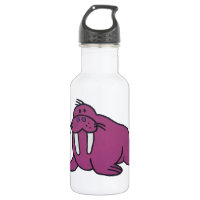 Cute Purple Walrus Cartoon, Friendly Ocean Nature